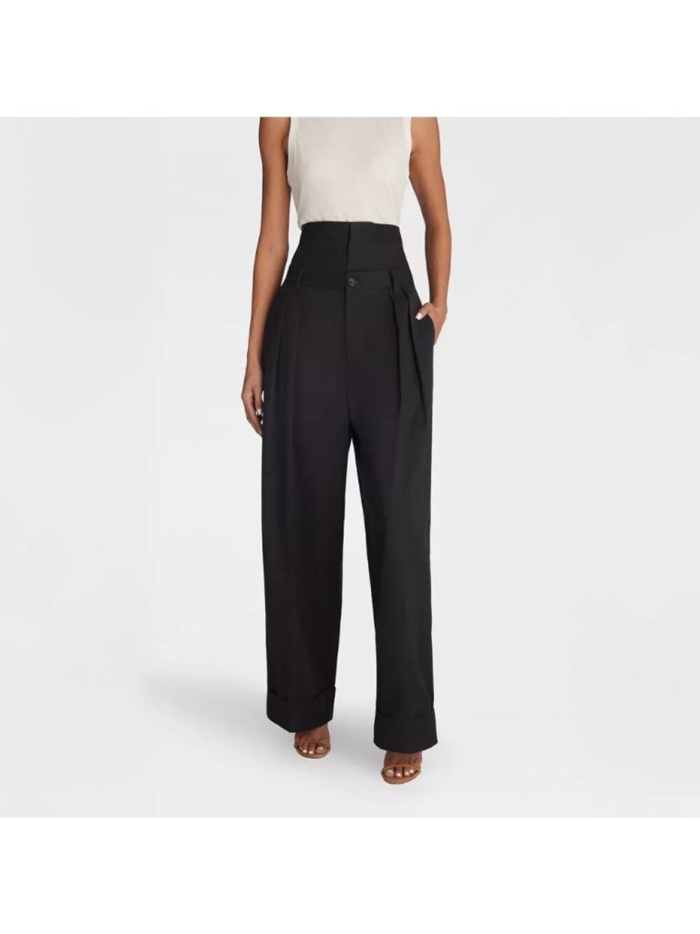 KBB by Kahlana The Waist Curtain Trouser Women's XS Baggy Leg Black Cotton Blend